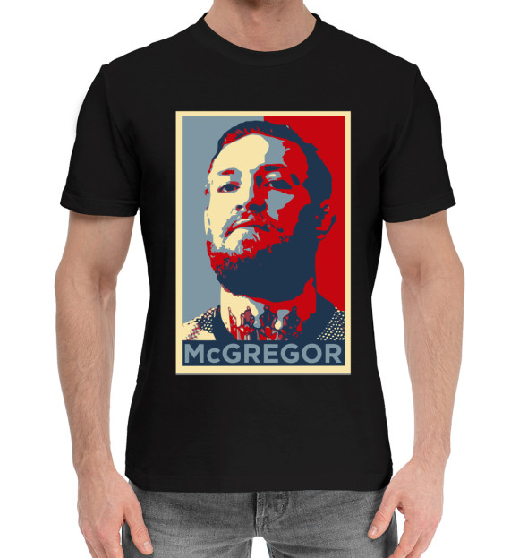 Мужская хлопковая футболка с изображением Конор МакГрегор цвета Черный