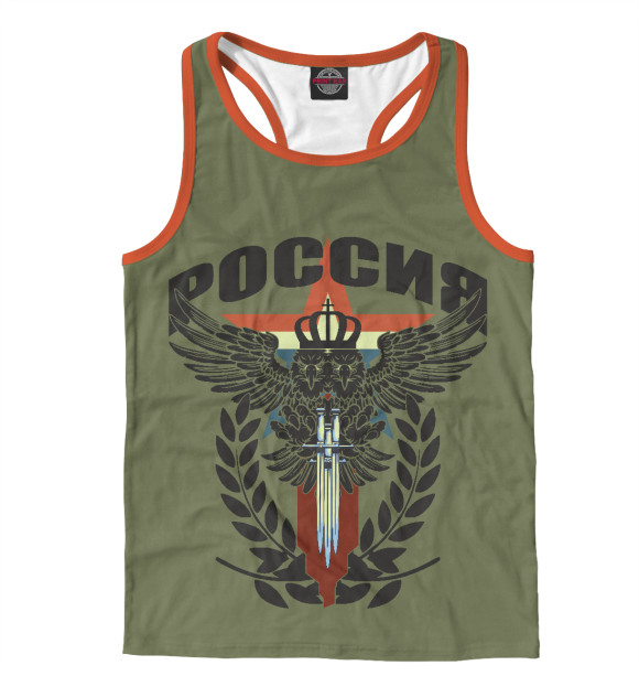 Мужская майка-борцовка с изображением РОССИЯ цвета Белый