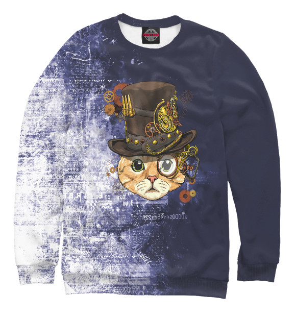 Свитшот для мальчиков с изображением Steampunk Cat Steampunk цвета Белый