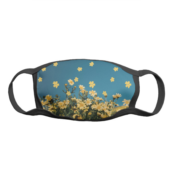 Маска тканевая с изображением Желтые цветы цвета Белый