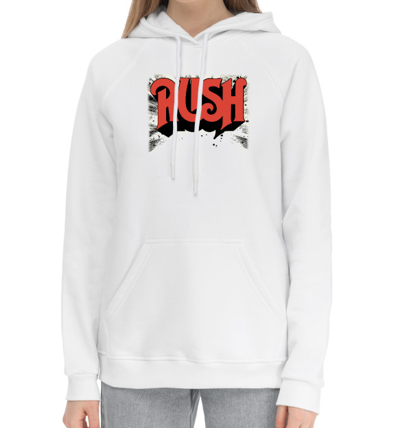 Женский хлопковый худи с изображением Rush цвета Белый