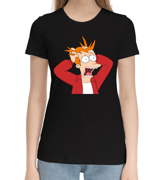 Женская хлопковая футболка с изображением Futurama цвета Черный