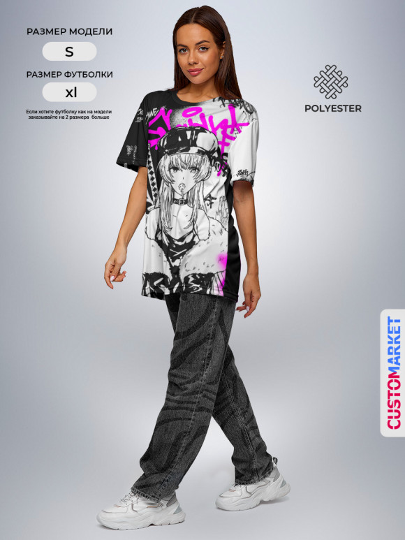 Женская футболка с изображением Аниме Хаос цвета Белый