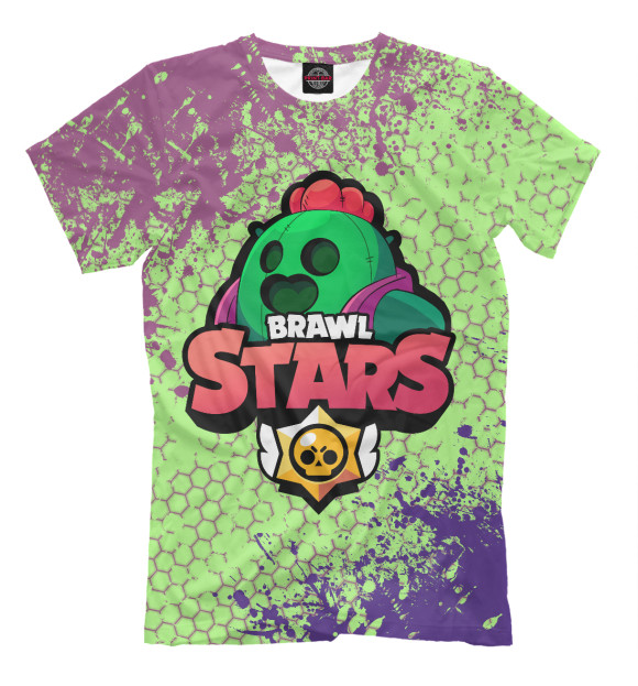 Мужская футболка с изображением Brawl Stars Spike цвета Белый