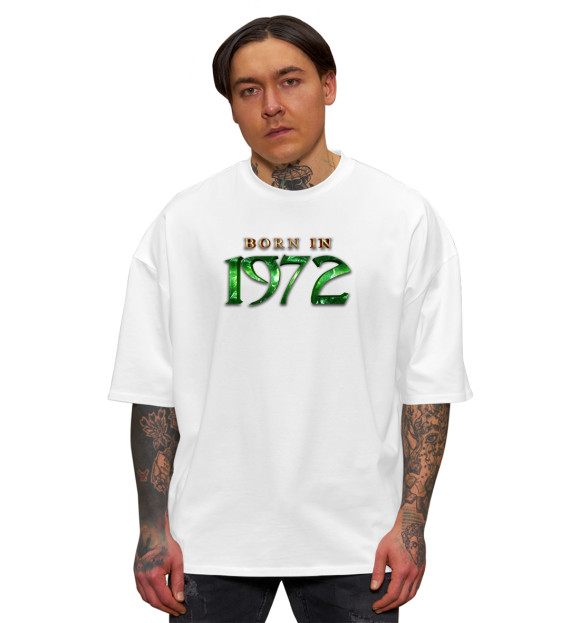 Мужская футболка оверсайз с изображением 1972 цвета Белый