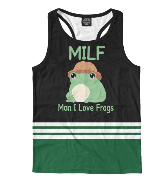 Мужская майка-борцовка с изображением Milf Man I love Frogs цвета Белый