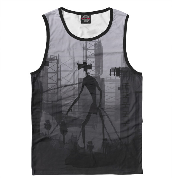 Майка для мальчика с притом Сиреноголовый в цепях цвета Белый Майка для мальчика с изображением Сиреноголовый в цепях цвета Белый