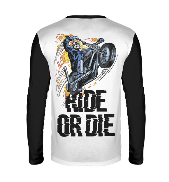 Мужской лонгслив с изображением Ride or die цвета Белый