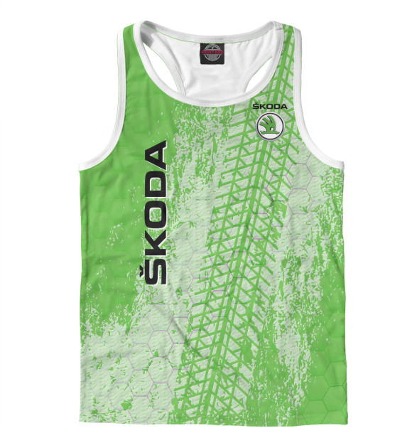 Мужская майка-борцовка с изображением SKODA цвета Белый