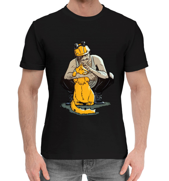 Мужская хлопковая футболка с изображением Катамаранов цвета Черный