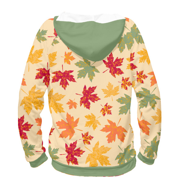 Женское худи с изображением Осенние листья цвета Белый