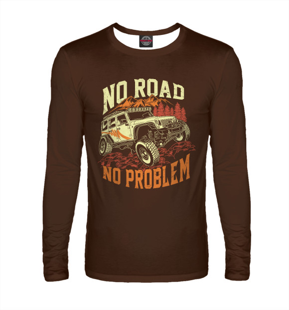 Мужской лонгслив с изображением No Road, No Problem цвета Белый