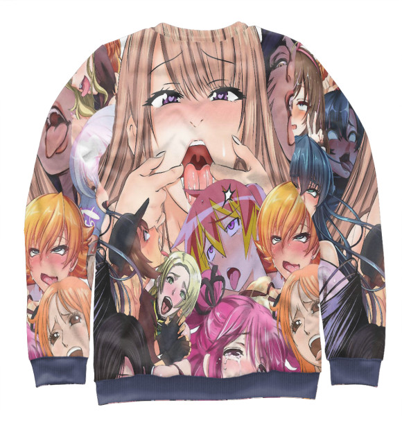 Мужской свитшот с изображением Ahegao | Ахэгао цвета Белый