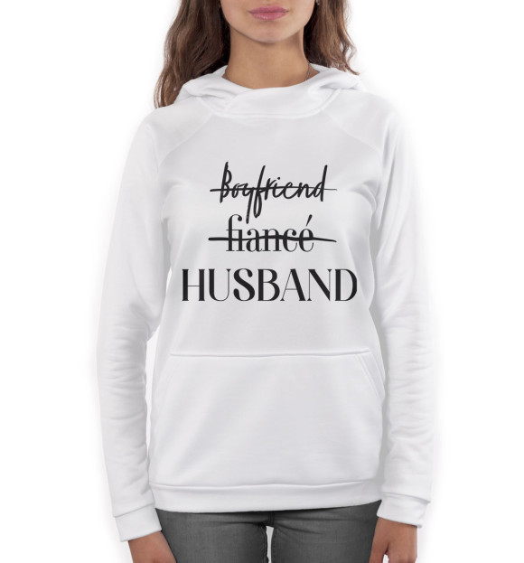 Женское худи с изображением Husband белый фон цвета Белый