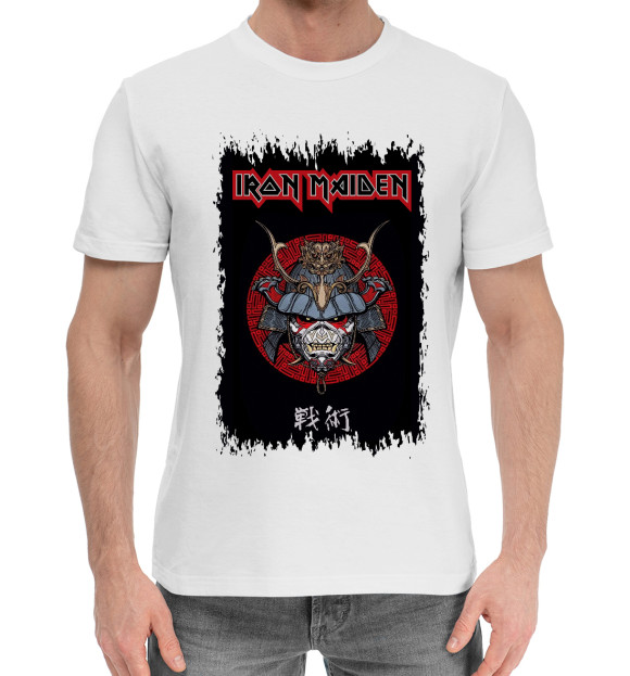 Мужская хлопковая футболка с изображением Iron Maiden цвета Белый