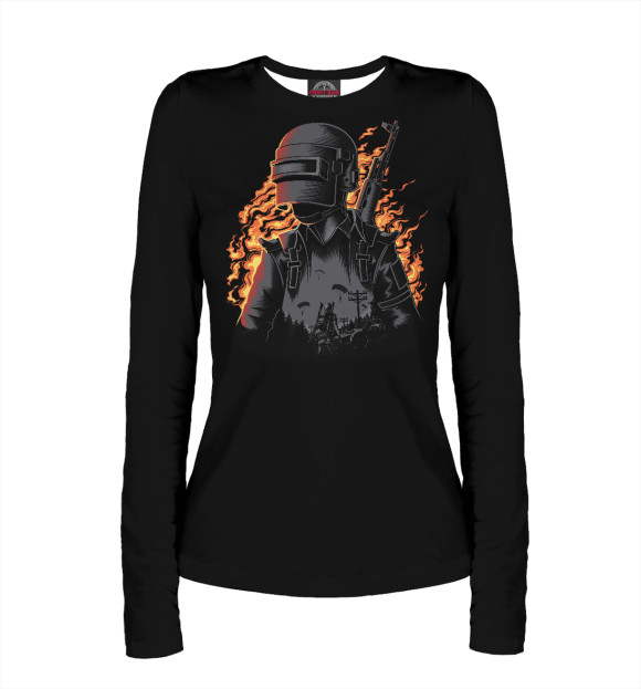 Женский лонгслив с изображением PUBG цвета Белый