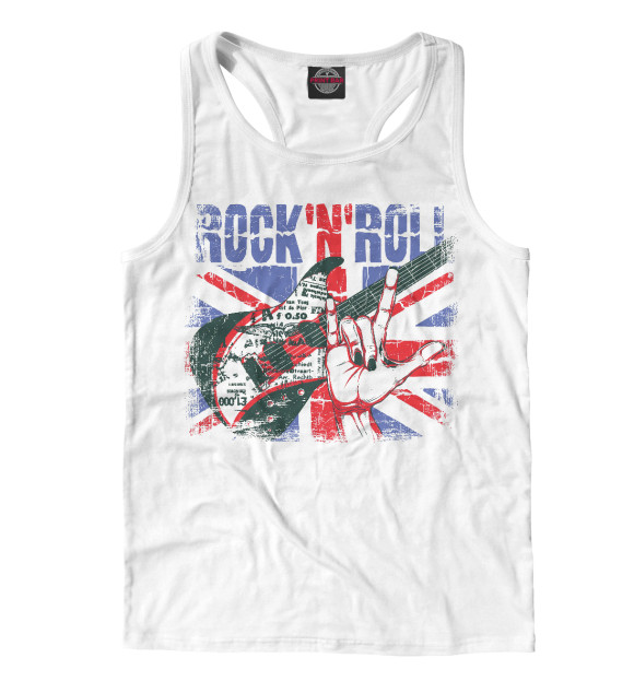 Мужская майка-борцовка с изображением Рок-н-ролл цвета Белый