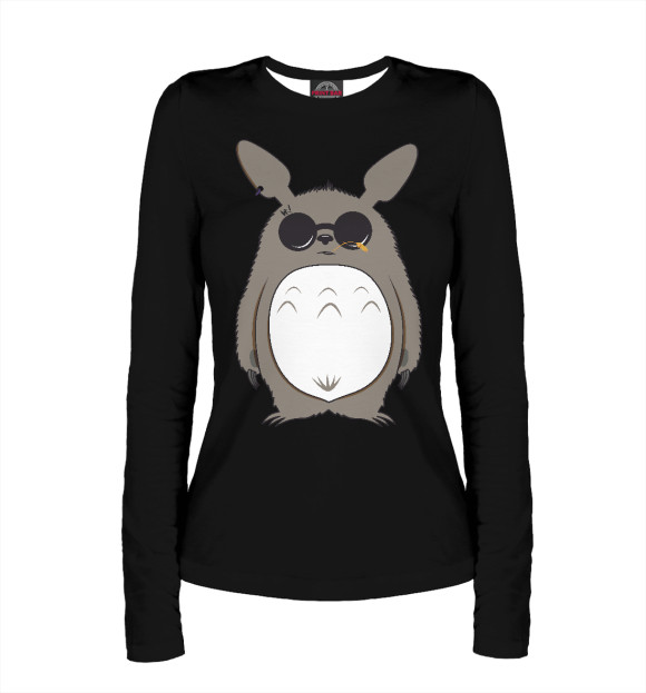 Женский лонгслив с изображением Тоторо в очках цвета Белый