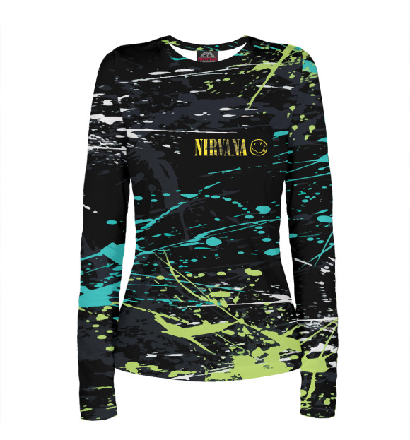 Женский лонгслив с изображением Nirvana цвета Белый