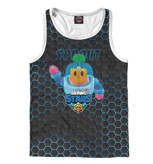 Мужская майка-борцовка с изображением Спраут. Brawl Stars цвета Белый