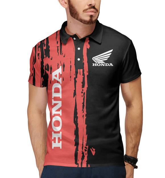 Мужское поло с изображением Honda цвета Белый