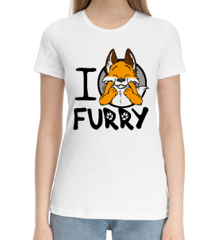 Хлопковая футболка для девочек I love furryм