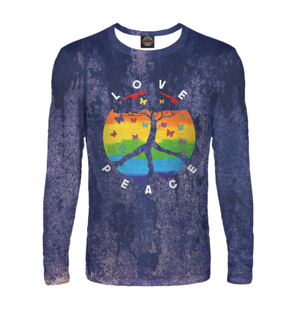 Мужской лонгслив с изображением Pride Month Peace Love цвета Белый
