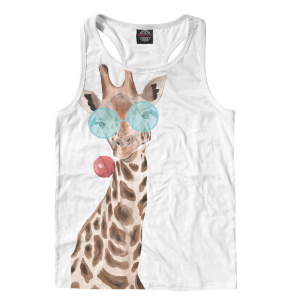 Мужская майка-борцовка с притом Жираф цвета Белый Мужская майка-борцовка с изображением Жираф цвета Белый