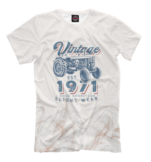 Мужская футболка с изображением Vintage 1971 цвета Белый