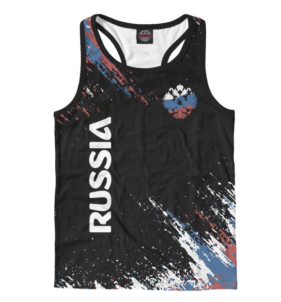 Мужская майка-борцовка с изображением RUSSIA цвета Белый