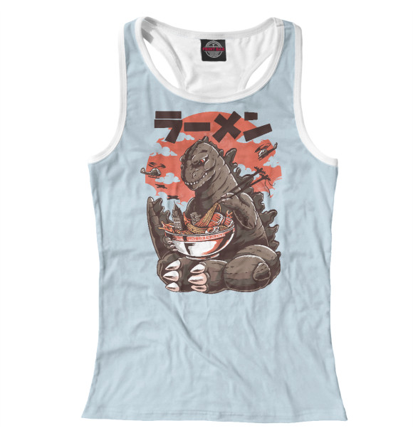 Женская майка-борцовка с изображением Годзилла цвета Белый