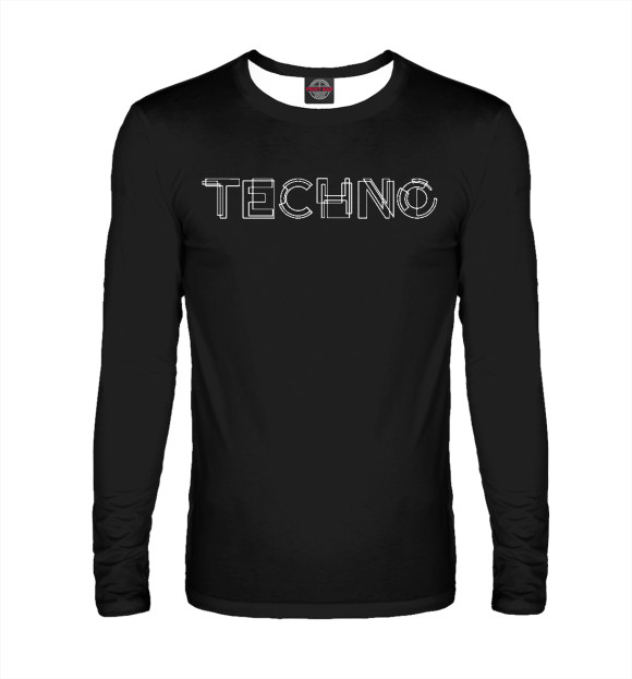 Мужской лонгслив с изображением TECHNO BUUZ цвета Белый