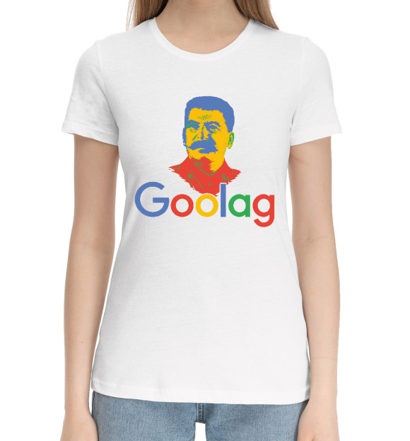Женская хлопковая футболка с изображением Goolag цвета Белый