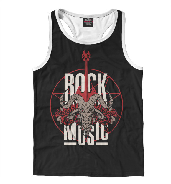 Мужская майка-борцовка с изображением Rock Music цвета Белый