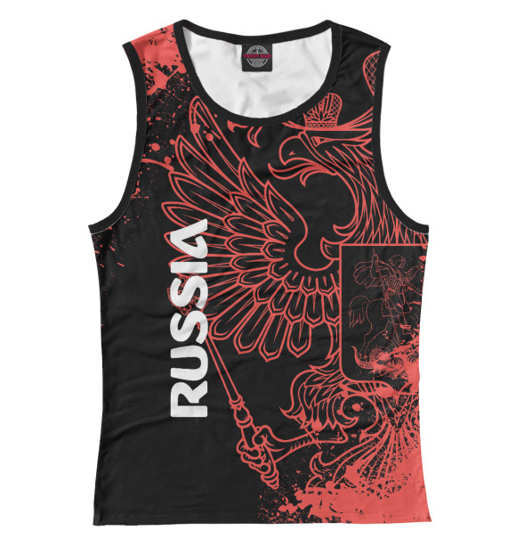 Женская майка с изображением RUSSIA цвета Белый