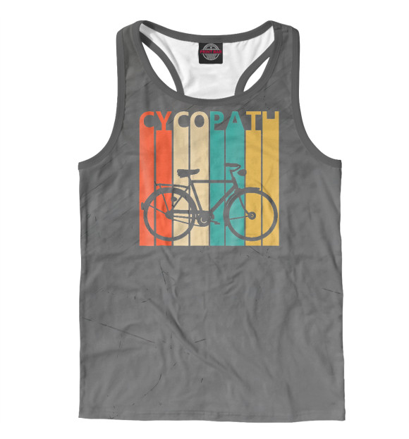 Мужская майка-борцовка с изображением Cycopath   Funny Bicycle Hu цвета Белый