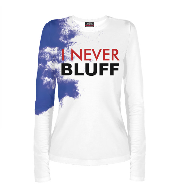 Женский лонгслив с изображением I Never Bluff White цвета Белый