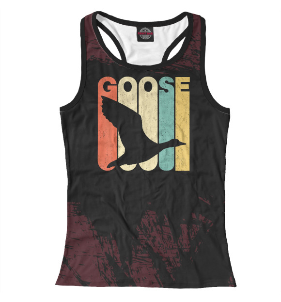 Женская майка-борцовка с притом Vintage Retro Style Goose цвета Белый Женская майка-борцовка с изображением Vintage Retro Style Goose цвета Белый