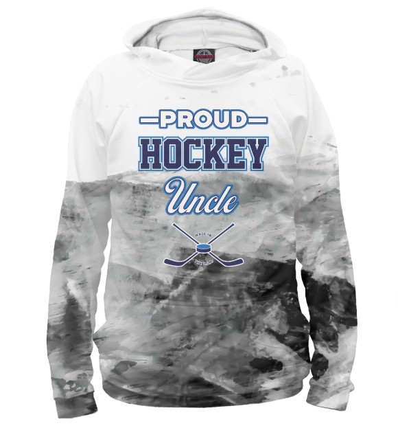 Мужское худи с изображением Proud Hockey Uncle цвета Белый