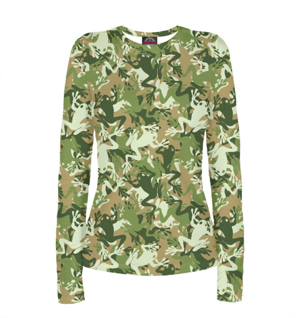 Женский лонгслив с изображением Лягушки цвета Белый