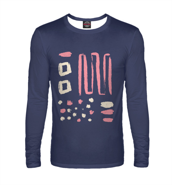 Мужской лонгслив с изображением Розовая абстракция цвета Белый