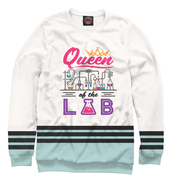 Свитшот для девочек с изображением Queen of the Lab Laboratory цвета Белый