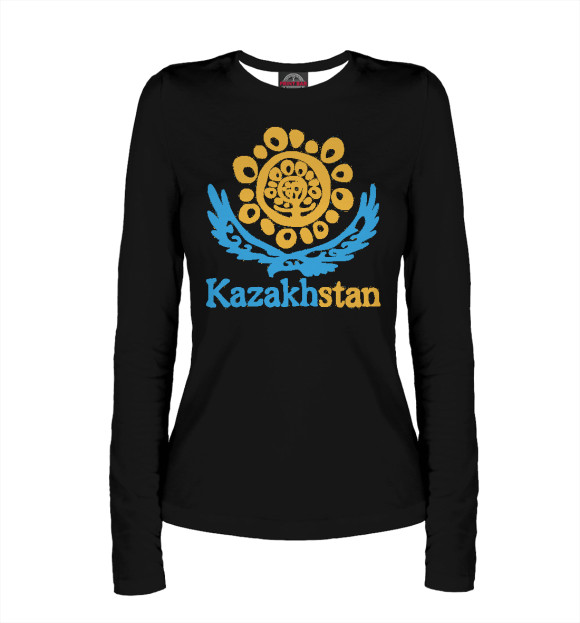 Женский лонгслив с изображением Kazakhstan цвета Белый
