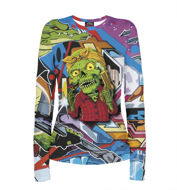 Женский лонгслив с изображением Last bullet цвета Белый