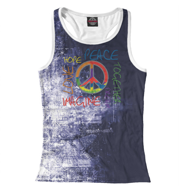 Женская майка-борцовка с изображением Retro Peace цвета Белый