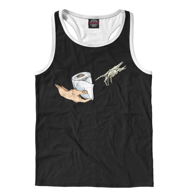 Мужская майка-борцовка с изображением Сотворение самоизоляции цвета Белый