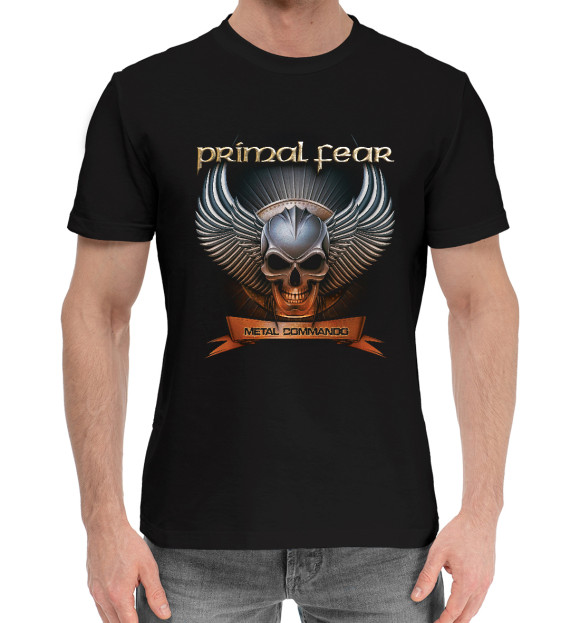 Мужская хлопковая футболка с изображением Primalfear цвета Черный
