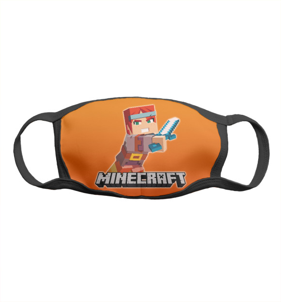 Маска тканевая с притом Minecraft - Warrior цвета Белый Маска тканевая с изображением Minecraft - Warrior цвета Белый
