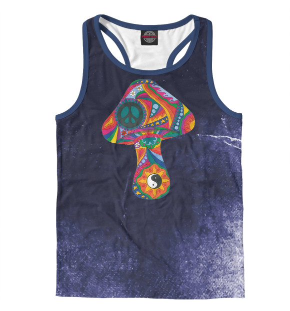 Мужская майка-борцовка с изображением Psychedelic Mushroom цвета Белый