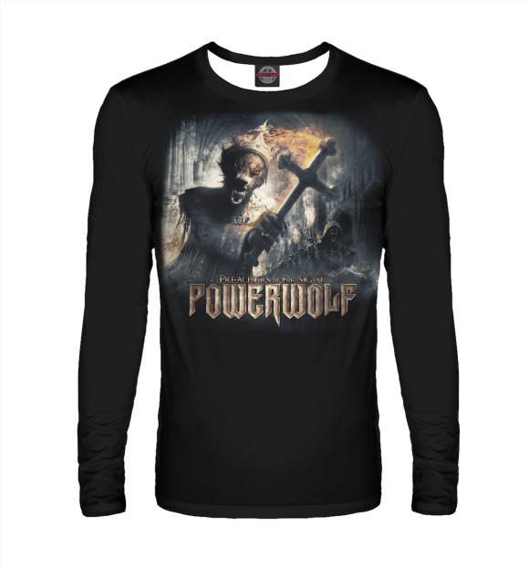 Мужской лонгслив с изображением Powerwolf цвета Белый